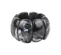 VCODWCSJO Classic Resin Cuff Fashion Big Bracelets Bangles for Women Stretch Acrylic Wide Geometric Bracelets Female Charm Simple Jewelry-black
