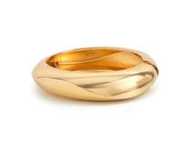 VCODWCSJO Elegant Kpop Glossy Acrylic Resin Metal Wide Bracelets for Women Trend Boho Arm Bangles-Gold