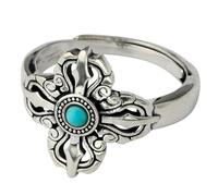 VCODWCSJO S925 Silver Vintage Ring Inlaid with Natural Turquoise Men's and Women's Ring-silver-Adjustable opening