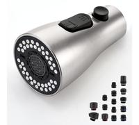 VCOKEN Kitchen Faucet Sprayer Head Replacement - Pull Down Faucet Spray Head, Pull Out Faucet Sprayer Nozzle, 3 Function Kitchen Tap Spray Spout Part, Only for G1/2 Connector, Brushed Nickel