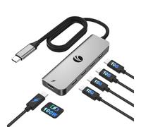 VCOM 10Gbps USB C Hub, 100W USB C Splitter with 4 Type C Data Ports (Gray)