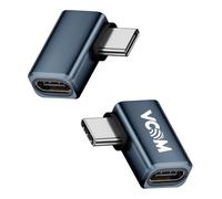 VCOM 90 Degree USB C Adapter 80Gbps, 240W USB C Right Angle Adapter, 8K@60Hz Video Display USB4 v2.0 90 Degree Type C Extender for Thunderbolt 5/4/3, iPhone 15/16, MacBook,Steam Deck, 2 Pack