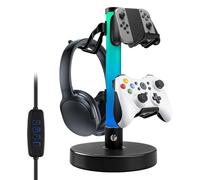 VCOM Headphone Stand with 17 Light Modes, Gaming Controller Holder with Remote Control, PC Gaming Accessories for Desk, Universal Organizer Headpsets/Xbox/PS5 Headset Stand Gamer gifts