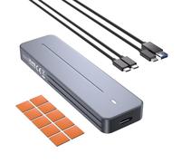 VCOM M.2 NVMe & SATA Enclosure, 10Gbps SSD Enclosure with USB 3.1 Gen 2, Aluminum NVMe PCIe to USB Adapter with Cooling Pad, Supports UASP & TRIM, M&B Key/M Key in 2230/2242 /2260/2280 SSDs