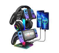 VCOM RGB Headphone Stand, Headphone Holder with 2 USB and 1 Type-C Ports