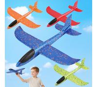 VCOSTORE 4 PCS Foam Glider Planes for Kids, 17.3''Large Airplane Toys | EEP Polystyrene Aeroplane Toys, Sturdy Manual Flying Gliders, Ideal for Outdoor Family Sports, Parent-Kid Park and Beach