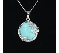 VCPC Natural Gemstone Pendant Necklace,Retro Dragon Styling Turquoise Necklaces,Healing Chakra Pendant,Lucky Charm Pendant Necklaces Jewelry For Men Women