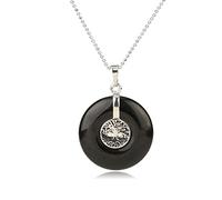 VCPC Natural Gemstone Pendant Necklace,Tree Of Life Donut Black Onyx Necklaces,Healing Chakra Pendant,Lucky Charm Pendant Necklaces Jewelry For Men Women