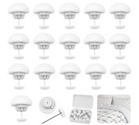 VCRANONR 16 Pcs Mushroom Duvet Clips Non Slip Duvet Cover Clips Comforter Quilt Holder Fixator Duvet Pins to Keep Duvet in Place Duvet Cover Clips with Box for Curtains Blanket Bed Mattress Covers