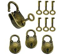 VCRANONR 3 Pcs Mini Keyed Padlock Bear Shape Vintage Brass Padlock Zinc Alloy Metal Antique Small Padlock with 6 Keys Lock for Locker Suitcase Jewelry Box Diary Book Luggage Sports Bags Cupboards