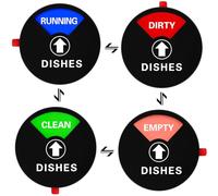 VCRANONR Dishwasher Magnet Clean Dirty Sign Double Sided Strong Kitchen Flip Indicator Universal Kitchen Dish Washer Reversible Indicator with Running Clean Dirty and Empty Options for All Dishwashers