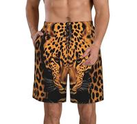 Vcroofdhxz Leopard Print Men's Beach Shorts – All-Over Print, Quick-Dry Polyester, Perfect for Beach & Active Wear White