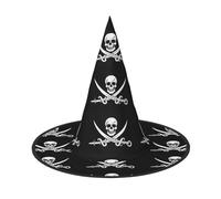 Vcroofdhxz Pirate Flag Full Halloween Hat-Full-Width Printed Witch Hat, Light And Foldable, Suitable For Eye-Catching Props In Halloween Parties, Role-Playing, Masked Balls And Other Scenes.