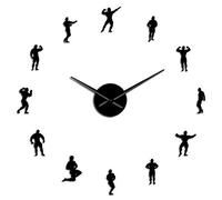 VCS Bodybuilding Home Decor Art DIY Giant Wall Clock Motivation Training Sport GYM Decorative Hanging Wall Watch Bodybuilders Gift(Black,27inch)