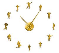 VCS Bodybuilding Home Decor Art DIY Giant Wall Clock Motivation Training Sport GYM Decorative Hanging Wall Watch Bodybuilders Gift(Golden,37inch)