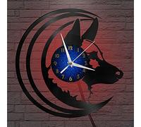 VCS Brave German Shepherd dog theme Vinyl Record vintage Wall Clock for Kitchen(B,with LED)