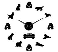 VCS Cocker Spaniels Mirror Effect Wall Stickers Large DIY Wall Clock Dog Pet Owners Home Decor Wall Art Hanging Wall Watch(Black,27inch)