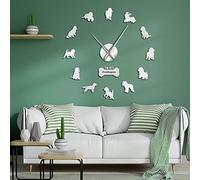 VCS DIY Large Wall Clock Cocker Spaniel Dog Breed Frameless DIY Giant Wall Clocks Silent Movement Watch Spoodle Lovers Gift (Silver、27inch)