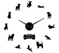 VCS Fox Hunting Dog Jack Russell Terrier Contemporary Large Wall Clock Small Terrier Dog Breed Gift Mirror Effect DIY Wall Art(Black,37in)