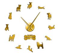 VCS Fox Hunting Dog Jack Russell Terrier Contemporary Large Wall Clock Small Terrier Dog Breed Gift Mirror Effect DIY Wall Art(Golden,27in)