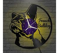 VCS French bulldog theme Vinyl Record vintage Wall Clock for Kitchen(P,with LED)