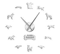 VCS Greyhound Adoption Wall Art DIY Giant Wall Clock Greyhound Home Decor Dog Breed Exclusive Wall Clock Dog Lovers Gift(Silver,37inch)