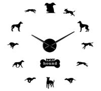 VCS Greyhound Adoption Wall Art DIY Giant Wall Clock Greyhound Home Decor Dog Breed Exclusive Wall Clock Dog Lovers Gift(Black,47inch)