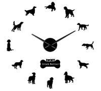 VCS Irish Setter DIY Giant Wall Clock Frameless Wall Art Clock Red Setter Decorative Big Wall Watch Pet Store Decor(Black,27inch)