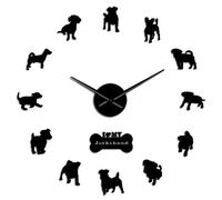 VCS Jack Russell Terrier Dachshund Mixed Breed Dog Jackshund DIY Large Wall Clock Puppies Decorative Giant Wall Art Decoration(Black,27in)