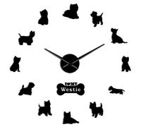 VCS West Highland White Terrier DIY Giant Wall Clock Mirror Effect Arylic Wall Art Pet Dog I Love My Westie Long Hands Large Wall Clock(Black,27in)