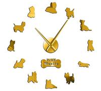 VCS West Highland White Terrier DIY Giant Wall Clock Mirror Effect Arylic Wall Art Pet Dog I Love My Westie Long Hands Large Wall Clock(Golden,47in)
