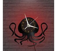 VCSUS Jellyfish Sea Animals Decoration Vinyl Wall Clock, Battery Operated Silent & Non-ticking Wall Clock for Kitchen Home Living Room Bedroom School(12 inchs C with LED)