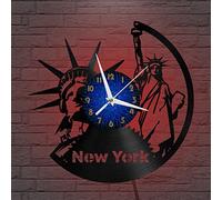 VCSUS New York city View Vinyl Wall Clock, Battery Operated Silent & Non-ticking Wall Clock for Kitchen Home Living Room Bedroom School(12 inchs B with LED)