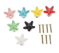 VCSZYAFX 7pc Starfish Knob w/Screw Granular Texture Handle Colorful Five-Star Pull Drawer Cabinet Kitchen Furniture Decor Home Kitchen Cupboard Handles(7pcs Mixed Color)