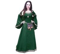 VCSZYAFX Floor Length Renaissance Gothic Cosplay Halloween Costume Dress Women's Fashion Vintage Long Sleeve Medieval(Green,XXXL)