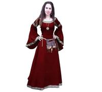 VCSZYAFX Floor Length Renaissance Gothic Cosplay Halloween Costume Dress Women's Fashion Vintage Long Sleeve Medieval(Red,XXXL)