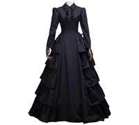 VCSZYAFX Halloween Womens Medieval Victorian Dress Renaissance Gothic Lace Queen Princess Maxi Long Vintage Costume(XXXL)