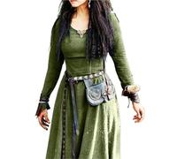 VCSZYAFX Medieval Dress Women Long Sleeve Maxi Robe Vintage Fairy Elven Renaissance Gothic Clothing Fantasy Ball Gown(Green,XXXL)