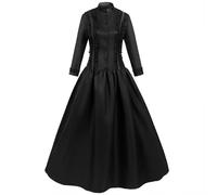 VCSZYAFX Medieval Retro Punk Gothic Court Princess Dress Royal Lady Ball Elegant Vampire Devil Christmas Victorian Costume(Black,S)