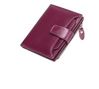 VCSZYAFX Short Women Wallets Leather Zipper Coin Pocket Purse Name Engraved Card Holder(Dark Purple Name)