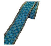 VCSZYAFX Webbing 10Yards Woven Jacquard Ribbon 5cm Gold Dots Flowers Pattern For Clothing Straps Accessory For Bag Handles Sewing Crafts(Sky blue)