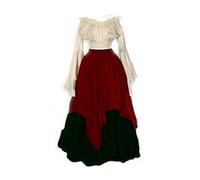 VCSZYAFX Woman's Renaissance Medieval Long Dresses For Halloween Cosplay Ball Gowns Costumes Sleeve Waist Retro Dress(Red,XXXL)
