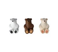 Vctitil 3pcs Cartoon Bear Toothbrush Holder Creative Cute Polar Bear Holders Wall Mounted Suction Cup Storage Rack Bathroom Accessories(Pure White/Milky White/Dark Brown)