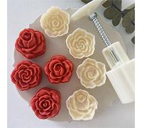 Vctitil 5Pcs Moon Cake Mold Set,Mid Autumn Festival DIY Hand Press Cookie Stamps DIY Baking Tool Rose Flower Mold Patterns Mooncake Maker Pastry Mould(50g)