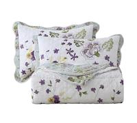 vctops 3-Piece Floral Embroidered Quilt Set Oversize Queen 100% Cotton Ultra Soft Elegant Reversible Bedspread Coverlet Set with 2 Pillow Shams (Floral,Oversize Queen)