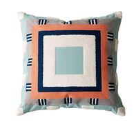 vctops Boho Geometric Tufted Decorative Throw Pillow Cover Farmhouse Cotton Embroidery Accent Square Cushion Case for Couch Sofa Bed (EmbroideryC, 18"x18")