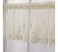 vctops Lace Sheer Kitchen Cafe Curtain Valance Floral Embroidered Rod Pocket Short Curtain for Small Window 1 Piece (51" x 16", Beige)
