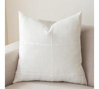 vctops Rustic Lattice Cotton Linen Decorative Throw Pillow Cover Embroidery Square Cushion Cover Pillowcase for Sofa Bedroom Couch (Plaid White, 20"x20")