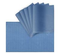 VCVCOO Quilted Double Sided Placemats for Kitchen Dining Table, Waterproof Fabric Placemats Set of 6, Blue Herringbone Fabric Table Mats Machine Washable