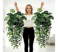 Vcvicmy 6 Pcs Artificial Fake Hanging Plants for Home Indoor Outdoor Decor | Greenery Faux Fake Eucalyptus Ivy Vine monstera UV Resistant Room Wall Shelf Bathroom Office Table Shelf Aesthetic Decor